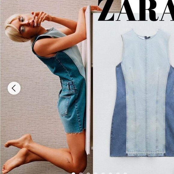 Zara Blue Denim Mini Dress - Picture 3 of 9